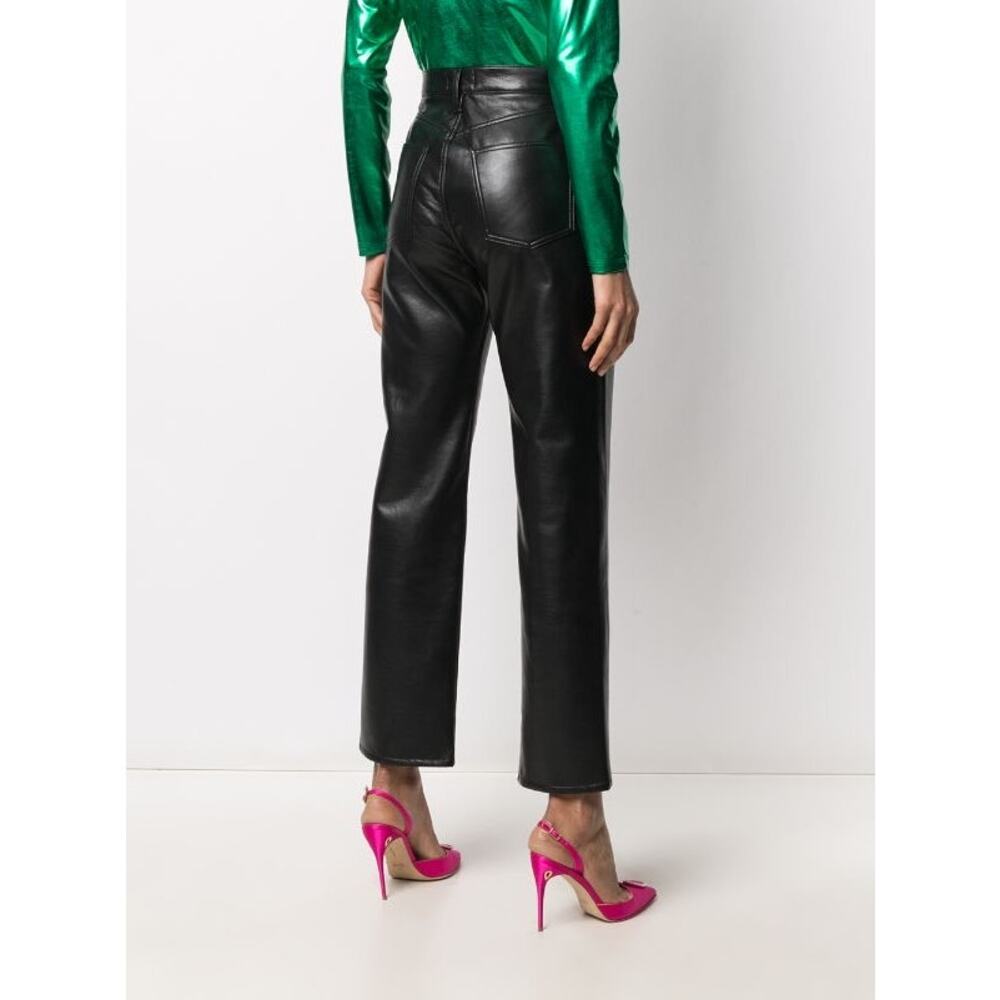 AGOLDE Conscious Black High Waisted Leather Trousers Pants 31 - Picture 2 of 12